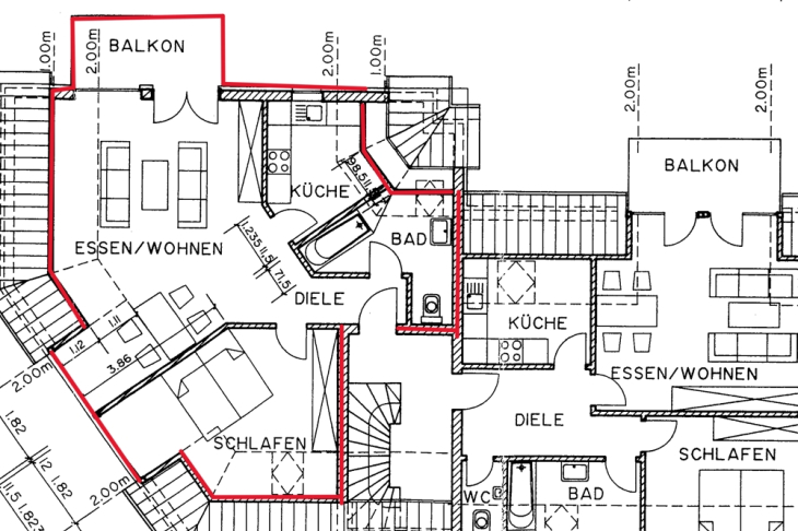 Grundriss  WHG 7 Dachgeschoss links