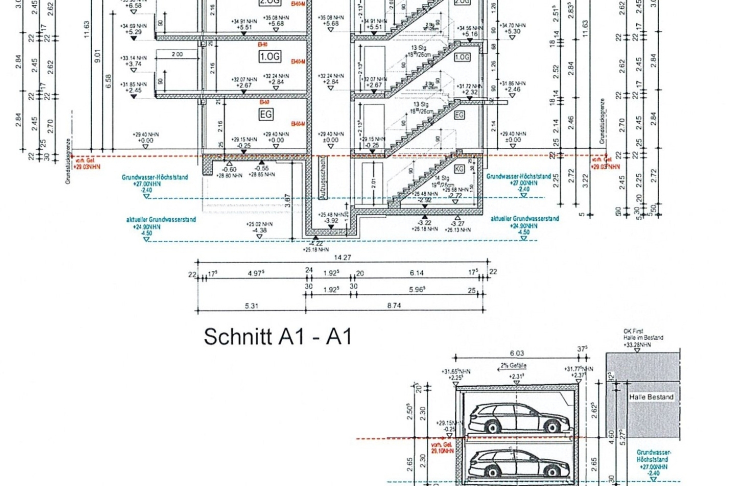 Schnitte_Haus_Combilift Garage