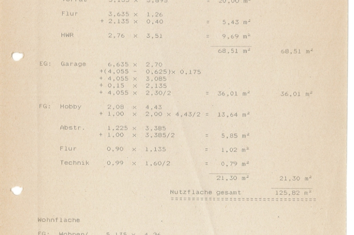 Wohn- und Nutzflächenberechnung S. 1